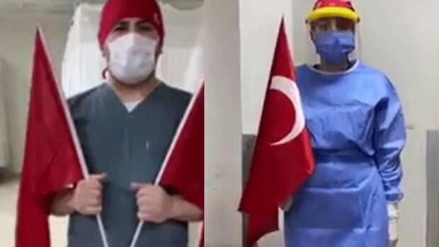 Koronavirüs savaşçısı sağlıkçılardan İstiklal Marşı